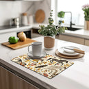 Axyaa Watercolor Flower Branches Maple Drying Mat for Kitchen Counter Drain Mats