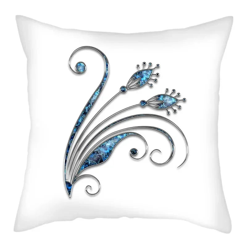 Axyaa Blue Flower Pattern Pillow Case