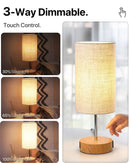 Axyaa Dimmable Bedside Lamp with USB Ports, Rechargeable Fabric Shade