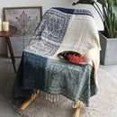 Axyaa Retro Sofa Towel with Red Blue Checks | Soft & Cozy Home Decor Shawl