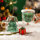 Axyaa Christmas Tree Mug Snow Mountain Glass Cup Xmas Gift Drinkware