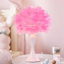 Axyaa White Feather LED Table Lamp - Modern Design for Home and Bedroom Decor