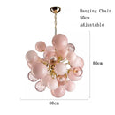 Axyaa Pink Glass Ball Pendant Light - Villa Staircase Chandelier