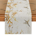 Axyaa Bamboo Leaves Hummingbird Table Runner - Farmhouse Dining Wedding Party Decor