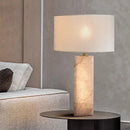 Axyaa Spanish Marble Table Lamp with Fabric Lampshade