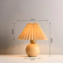 Axyaa Vintage Wooden Table Lamp Nordic Pleated Bedroom Bedside Desk Reading Light