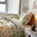 Axyaa Korean Retro Floral King Size Cotton Bedding Set with Sheets