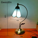 Axyaa Mediterranean Tiffany Stained Glass Table Lamp Vintage LED Desk Light