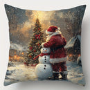 Snowy Santa Snowman Pillowcase for Festive Home Decor by Axyaa