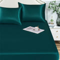 Axyaa Satin Fitted Bed Sheet Set Queen/King Size Luxurious Soft Silky Elastic Bedsheet