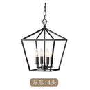 Axyaa Rectangular Black Candle Chandelier in Nordic Industrial Style