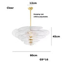 Axyaa Glass Flower Petal Chandelier - Bronze Metal Dining Table Hanging Lamp