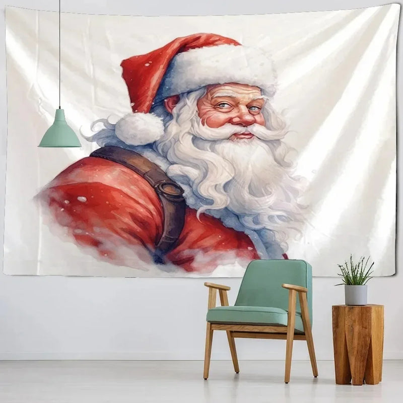 Axyaa Christmas Santa Claus Tapestry Background Cloth for Family Living Room Wall Decoration