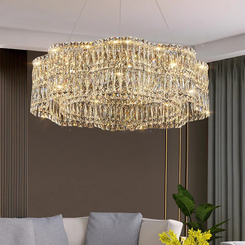 Axyaa Crystal Chandelier: Luxury High-End Living Room Bedroom Restaurant Lamps