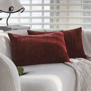 Burgundy Chenille Throw Pillow Covers x2 - Axyaa Home, 30x50, Soft & Retro, Living Room Décor
