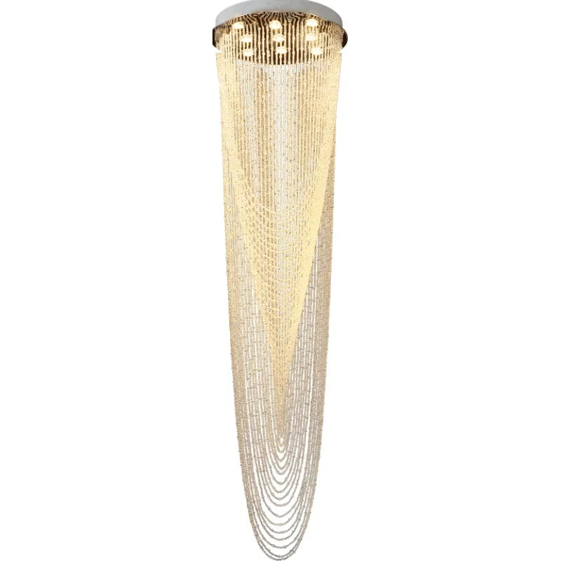 Axyaa Modern Crystal Rotating Chandelier for Duplexes and Lofts