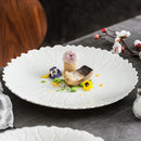 Axyaa Coral Lace Ceramic Deep Plate for Pasta, Salad & Steak