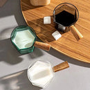 Axyaa 120ml Espresso Measuring Cup Double Bottom Hexagon Wood Handle Glass Mug