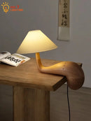 Axyaa Solid Wood Table Lamp LED E27 Minimalist Zen Art Decor Desk Light