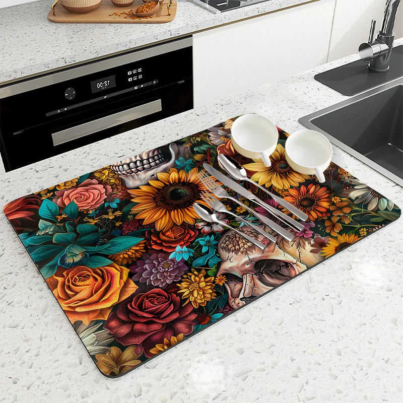Axyaa Absorbent Drain Pad: Stylish Anti-slip Mat for Cups, Dishes, and Plants