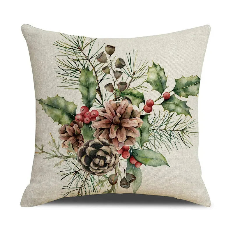 Pinecone Candlestick Linen Print Pillowcase for Home Decor by Axyaa