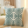 Axyaa Fern Leaves Embroidery Pillow Cover 45x45cm Blue Yellow Grey Square Decor