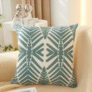 Axyaa Fern Leaves Embroidery Pillow Cover 45x45cm Blue Yellow Grey Square Decor