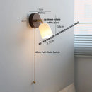 Axyaa Walnut Wood LED Wall Lights Bedroom Reading Lamp Glass Rotate White