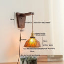 Axyaa Walnut Copper LED Wall Sconce with Pull Chain Switch