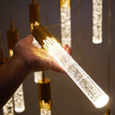 Axyaa Crystal Staircase Chandelier: Minimalist Loft Lighting Fixture