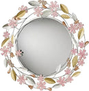 Axyaa Pink Wildflower Round Floral Wall Mirror 33" Diameter