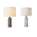 Axyaa Marble Table Lamp Black White Stripe LED Stone Fabric Lampshade