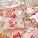 Axyaa Cartoon Floral Print Polyester Full Size Bedding Set with Soft Duvet Cover & Flat Sheet
