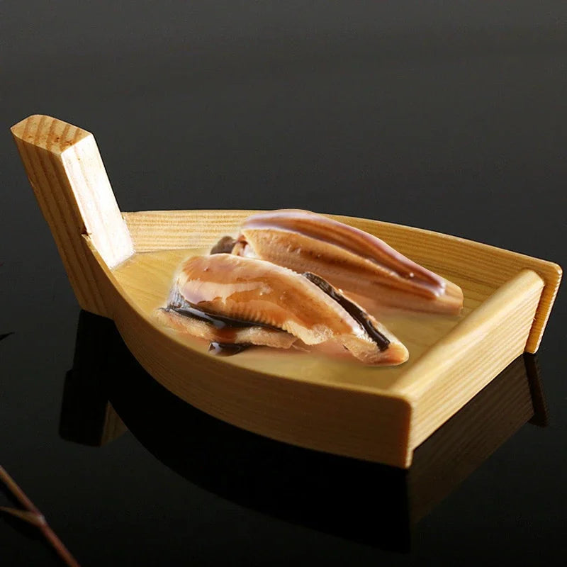 Axya Wooden Sushi Boat - Creative Japanese & Korean Dishes - Cake Dessert Plate Bento