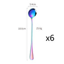 Axyaa Stainless Steel Dessert Spoon Set Swizzle Stir Long Handle Cutlery