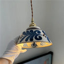 Axyaa Japanese Style Ceramic Copper Pendant Light for Dining Living Room