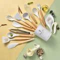 Axyaa 34-Piece Silicone Utensils Set with Wooden Handles