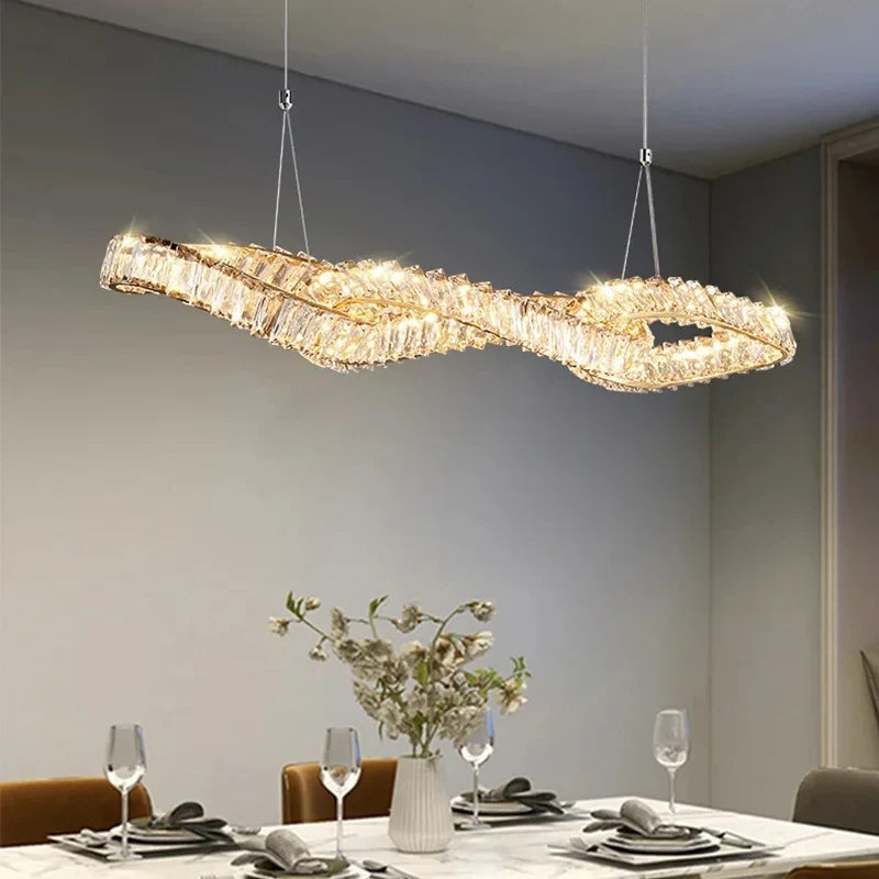 Axyaa Metal Crystal Ceiling Lamps: Luxury LED Pendant Chandeliers Lights