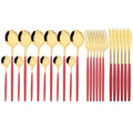 Axyaa Pink Gold Stainless Steel Cutlery Set - 24Pcs Mirror Dinnerware Flatware