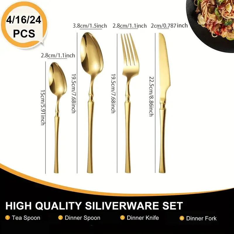 Axyaa 24-Piece Stainless Steel Cutlery Set for Restaurant Banquets