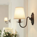 Axyaa Black Iron Wall Lamp with Fabric Shade for Living Room, Bedroom, or Study