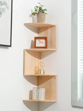 Axyaa Burlywood Wooden Corner Shelf: Boho Style Storage & Room Décor Organiser