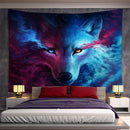 Axyaa Psychedelic Moon Wolf Wall Hanging Tapestries for Home Decor