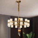 Axyaa Marble Copper LED Chandeliers: High-end Modern Gold Hanging Lamps for Home Decor