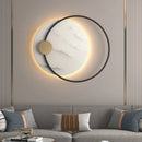 Axyaa Luxury Black Metal & Marble Round Wall Lamp for Bedroom Living Room Hotel