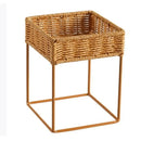 Axyaa Rustic Wicker Plant Stand with Flowerpot Indoor Decor Shelf