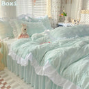 Axyaa Korean Princess Seersucker Bedding Queen Size Double Sheets Sets