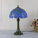 Axyaa Blue Tiffany Glass LED Table Lamp for Home Living Room Bedroom Hotel