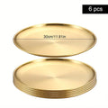 Axyaa Gold Stainless Steel Round Shallow Tray Plate Set for BBQ, Camping, Picnic