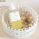 Axya Ceramic Woven Storage Set: Basket, Jar, Tube, Rack, Tray, Box Organizer